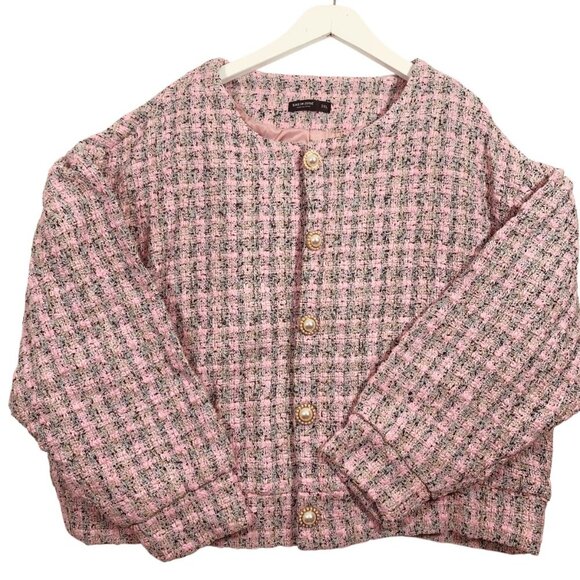 SHEIN woman's textured cropped jacket pink size 2xl - Picture 12 of 15